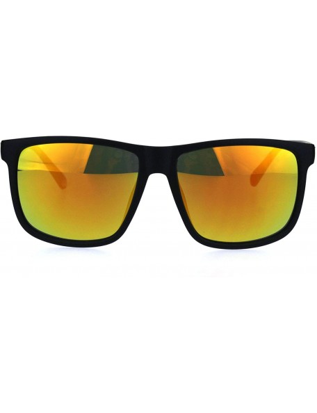 Rectangular Mirrored Lens Gangster Oversized Rectangular Horned Sunglasses - Orange Mirror - CN18IKHEOQU $8.08