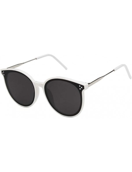 Oval Unisex Sunglasses Retro White Grey Drive Holiday Oval Non-Polarized UV400 - C118RLT7G9W $21.18
