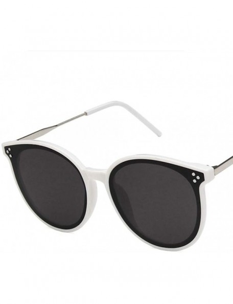 Oval Unisex Sunglasses Retro White Grey Drive Holiday Oval Non-Polarized UV400 - C118RLT7G9W $7.79