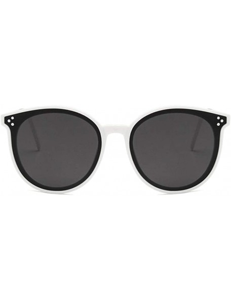 Oval Unisex Sunglasses Retro White Grey Drive Holiday Oval Non-Polarized UV400 - C118RLT7G9W $7.79