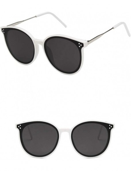 Oval Unisex Sunglasses Retro White Grey Drive Holiday Oval Non-Polarized UV400 - C118RLT7G9W $7.79