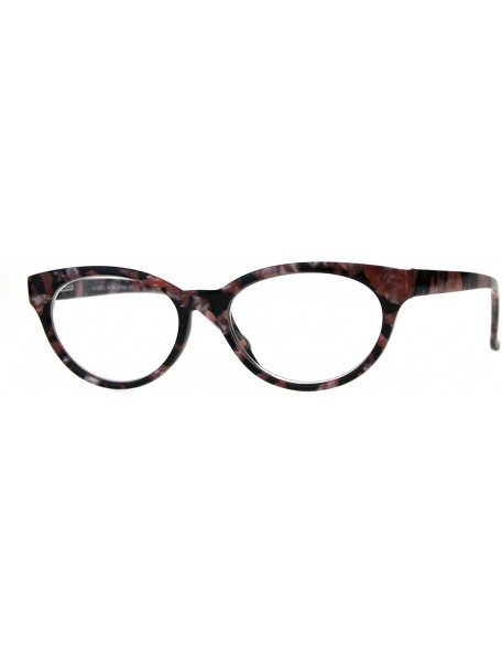 Round Womens Narrow Oval Cat Eye Marble Texture Plastic Reading Glasses - Dark Brown Pink - CP180ZG3S4W $10.88
