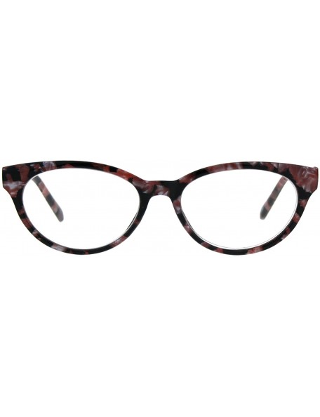 Round Womens Narrow Oval Cat Eye Marble Texture Plastic Reading Glasses - Dark Brown Pink - CP180ZG3S4W $10.88