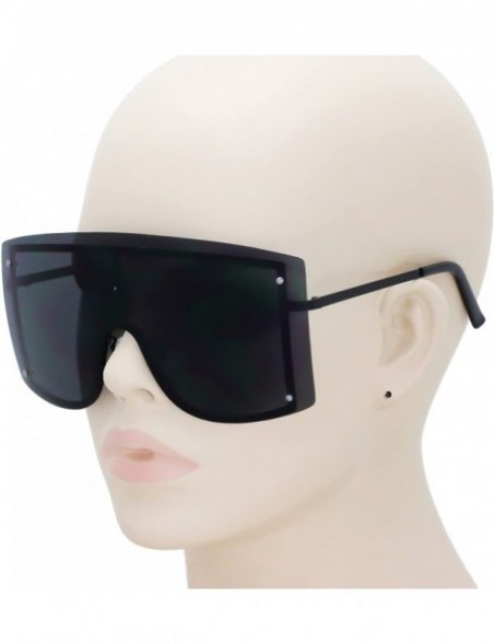 Aviator OVERSIZED VINTAGE RETRO Huge Big MASK SHIELD Half Face Owen Style SUNGLASSES - Black - CT18ILIK4I8 $9.09