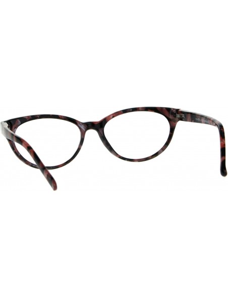 Round Womens Narrow Oval Cat Eye Marble Texture Plastic Reading Glasses - Dark Brown Pink - CP180ZG3S4W $10.88
