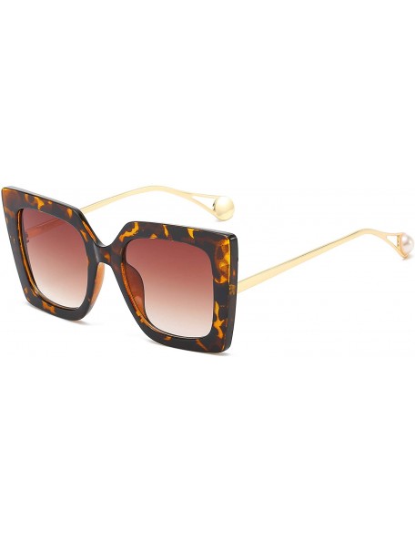 Square designer classic sunglasses protection windproof - Leopard/Tea - C01999SKLY2 $20.41