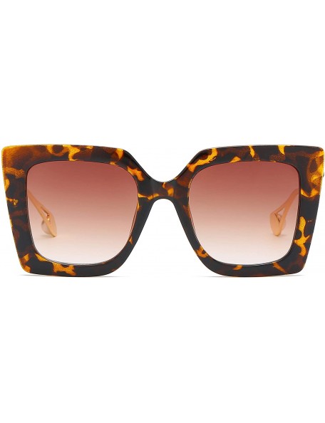 Square designer classic sunglasses protection windproof - Leopard/Tea - C01999SKLY2 $12.46