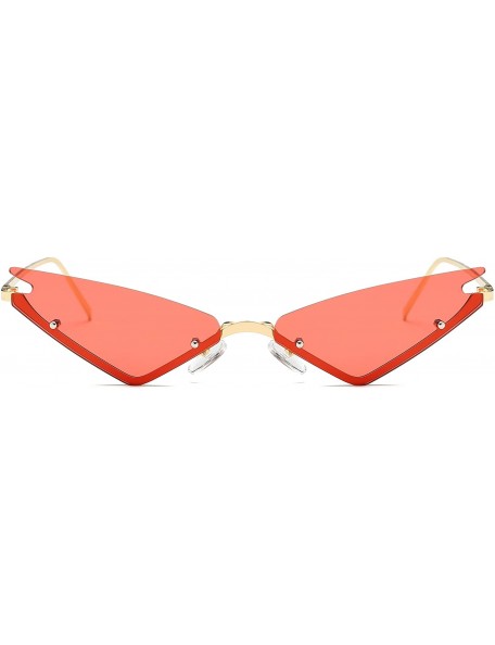 Rimless Small Cateye Sunglasses Futuristic Rimless Mirrored Lens - Red Lens - CE199XK55QZ $16.87