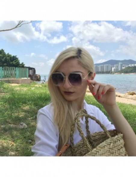 Aviator Oversized Geometric Sunglasses for Women Fashion Chic Square Aviator Frame - Multi Tinted - CB18DZWHMS6 $11.54