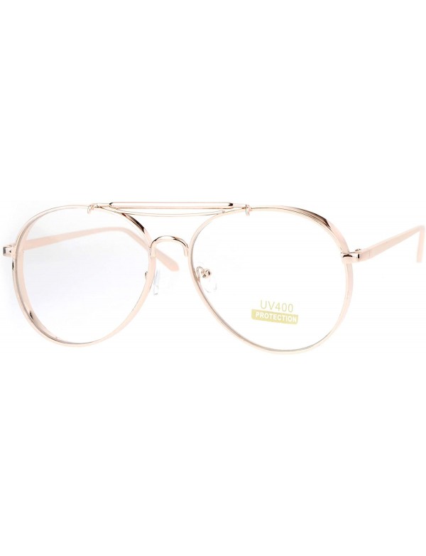 Aviator Clear Lens Aviator Glasses Thick Metal Round Aviators Eyeglasses UV 400 - Gold - CY186KQULDI $9.13