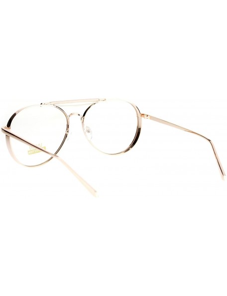 Aviator Clear Lens Aviator Glasses Thick Metal Round Aviators Eyeglasses UV 400 - Gold - CY186KQULDI $9.13