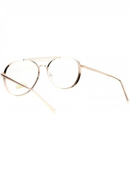 Aviator Clear Lens Aviator Glasses Thick Metal Round Aviators Eyeglasses UV 400 - Gold - CY186KQULDI $9.13