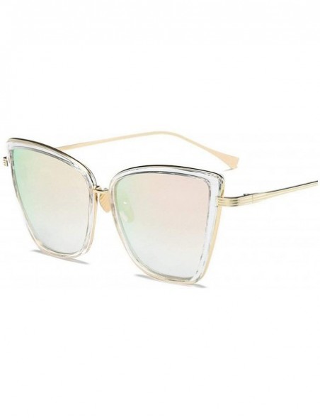 Goggle Women Cat Eye Sunglasses Classic Brand Designer Sun Glasses Ladies Retro Coating Mirror Male Goggles - Pink - C31985DW...