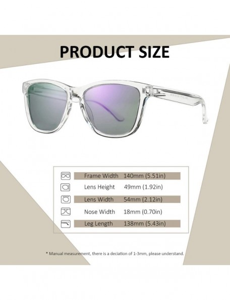 Round Polarized Sunglasses for Women Men- Classic Vintage Square Sun Glasses - F transparent Frame/Purple Mirrored Lens - CJ1...