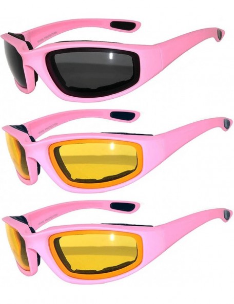 Goggle Padded Riding Glasses - Pink Frame (3 Pack) - CS17YD6YR28 $13.86
