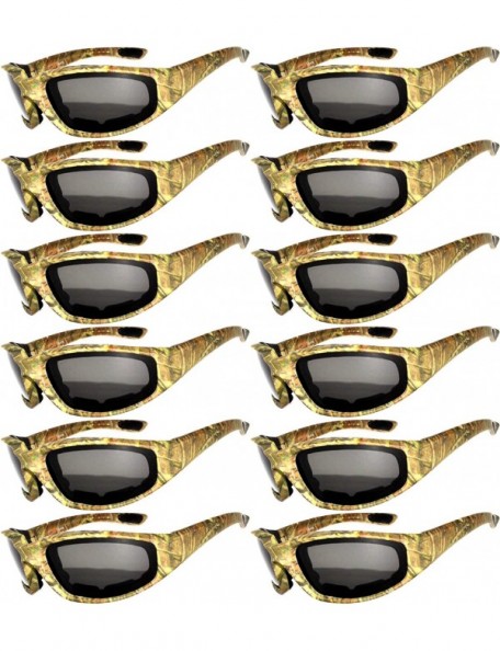 Goggle Set of 12 Pairs Motorcycle CAMO Padded Foam Sport Glasses Colored Lens - Camo1_smoke_12_pairs - CD1855G6W9M $41.23