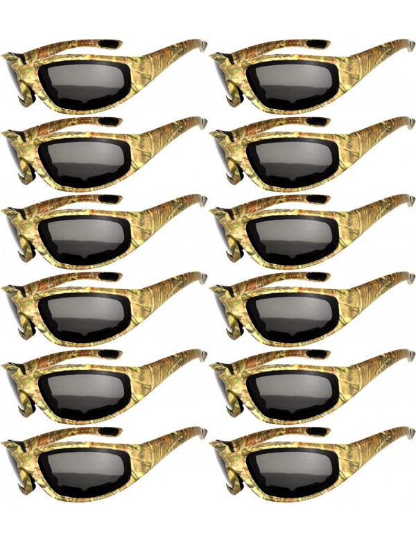 Goggle Set of 12 Pairs Motorcycle CAMO Padded Foam Sport Glasses Colored Lens - Camo1_smoke_12_pairs - CD1855G6W9M $41.23