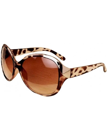 Oversized Unisex Fashion Sunglasses Oversized Round Plastic Lenses UV400 - Leopard Print - CI18NQGKXLQ $8.23