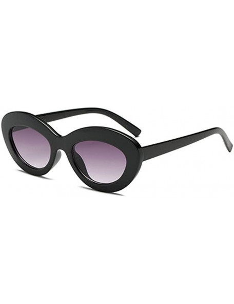 Sport Sunglasses Oval Sunglasses Men and women Fashion Retro Sunglasses - Black Gray - CW18LK6R0DQ $19.61