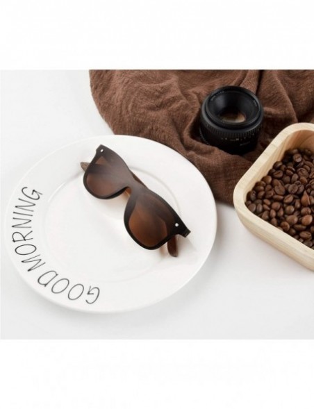 Round Wood Sunglasses With Polarized Lens Handmade Bamboo Sunglasses For Men&Women - E Walnut Black Brown - CA18A2YQR4X $25.62