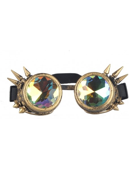 Round Kaleidoscope Steampunk Rave Glasses Crystal Prism Sunglasses Goggles - Brass - C818SS2Z54A $11.67
