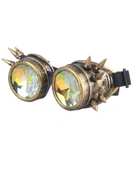 Round Kaleidoscope Steampunk Rave Glasses Crystal Prism Sunglasses Goggles - Brass - C818SS2Z54A $11.67