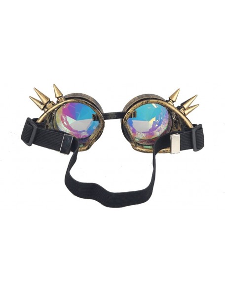 Round Kaleidoscope Steampunk Rave Glasses Crystal Prism Sunglasses Goggles - Brass - C818SS2Z54A $11.67