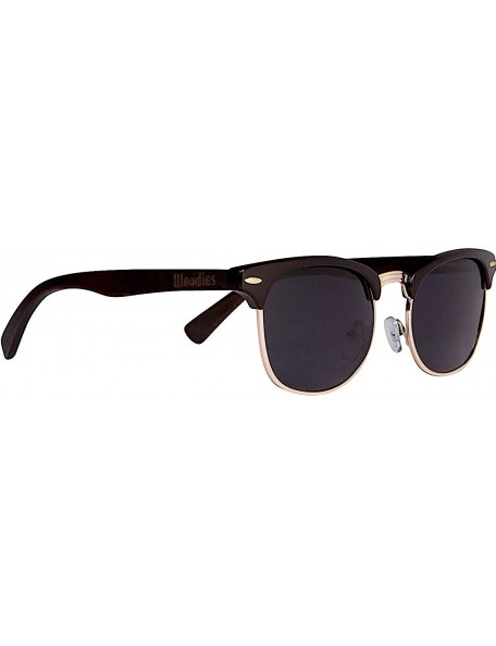 Aviator Half-Rim Ebony Wood Sunglasses with Black Polarized Lenses - CV189I6N6HC $53.29