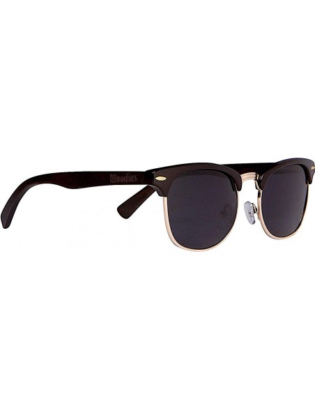 Aviator Half-Rim Ebony Wood Sunglasses with Black Polarized Lenses - CV189I6N6HC $36.01