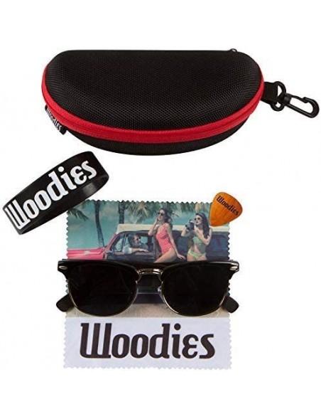 Aviator Half-Rim Ebony Wood Sunglasses with Black Polarized Lenses - CV189I6N6HC $36.01
