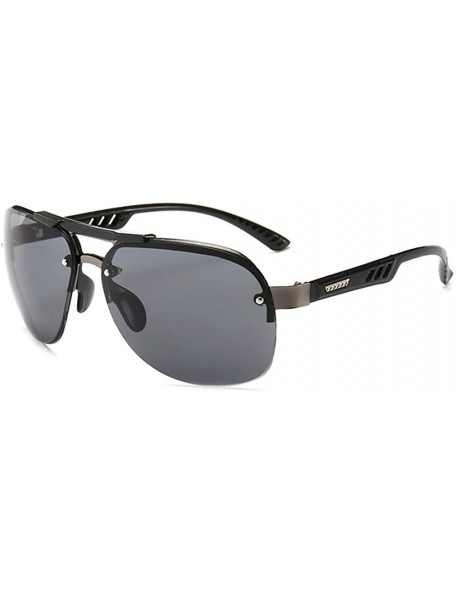 Goggle Metal Half-Frame Polarized Mirrored Sunglasses - Brown - C718WDSHKL3 $12.20