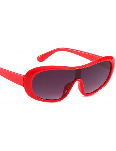 Oval Vintage Conjoined Sunglasses for Unisex Plastic PC UV 400 Protection Sunglasses - Red - CC18SZUGCDM $11.87