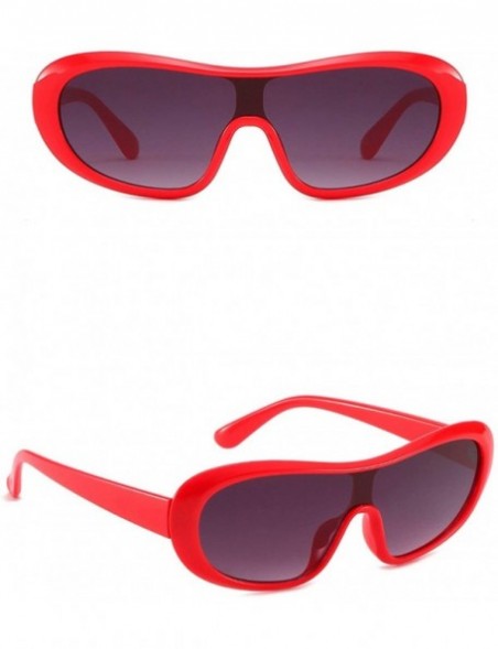 Oval Vintage Conjoined Sunglasses for Unisex Plastic PC UV 400 Protection Sunglasses - Red - CC18SZUGCDM $11.87