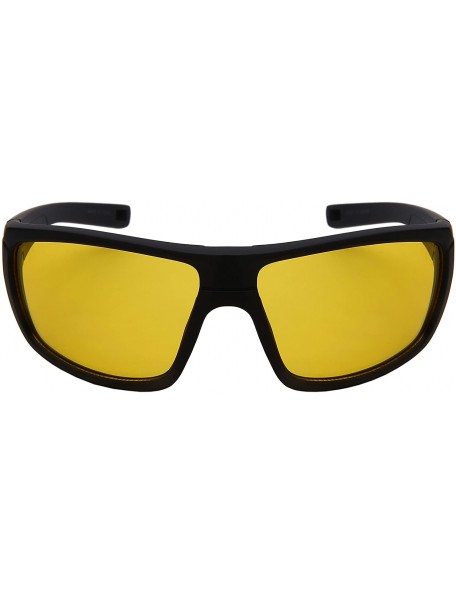 Sport Night Driving Lens Sunglasses with Square Aviators Wrap Semi-Rimless Sports - Sports-matte Black - CU1884YA26T $14.34