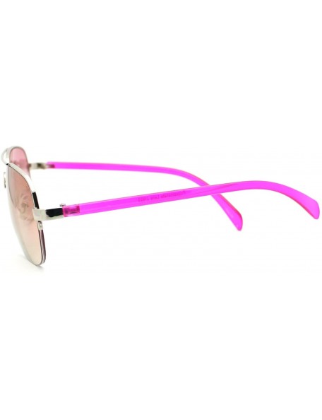 Round Women's Small Size Aviator Sunglasses Petite Half Rim Aviators - Fuchsia - CQ18843H65R $11.88