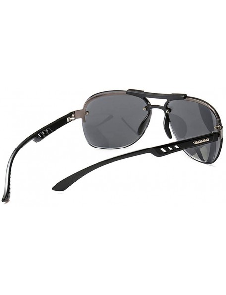 Goggle Metal Half-Frame Polarized Mirrored Sunglasses - Brown - C718WDSHKL3 $12.20