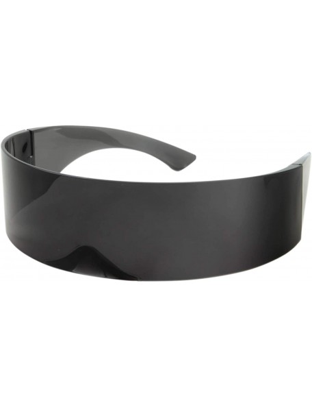 Shield Futuristic Shield Sunglasses - Cyclops Cyberpunk Visor Glasses - 80s Alien Mono - Black - CA18Z6US4SA $22.74