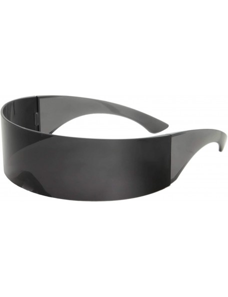 Shield Futuristic Shield Sunglasses - Cyclops Cyberpunk Visor Glasses - 80s Alien Mono - Black - CA18Z6US4SA $8.84