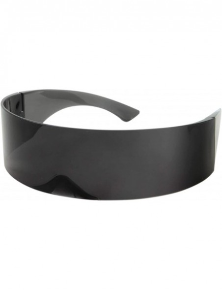 Shield Futuristic Shield Sunglasses - Cyclops Cyberpunk Visor Glasses - 80s Alien Mono - Black - CA18Z6US4SA $8.84