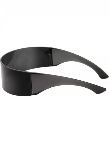 Shield Futuristic Shield Sunglasses - Cyclops Cyberpunk Visor Glasses - 80s Alien Mono - Black - CA18Z6US4SA $8.84