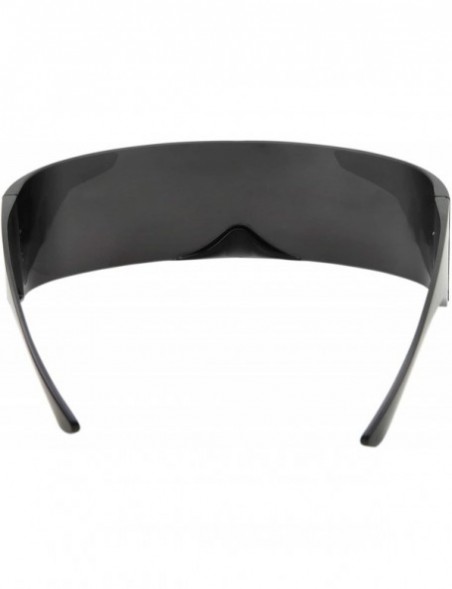 Shield Futuristic Shield Sunglasses - Cyclops Cyberpunk Visor Glasses - 80s Alien Mono - Black - CA18Z6US4SA $8.84