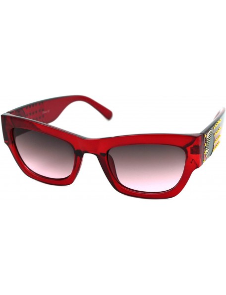 Rectangular Womens Designer Fashion Sunglasses Chic Rectangular Frame UV 400 - Red (Burgundy Smoke) - CJ18XUYI9HC $11.02