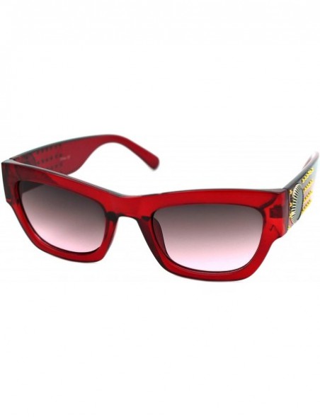 Rectangular Womens Designer Fashion Sunglasses Chic Rectangular Frame UV 400 - Red (Burgundy Smoke) - CJ18XUYI9HC $11.02