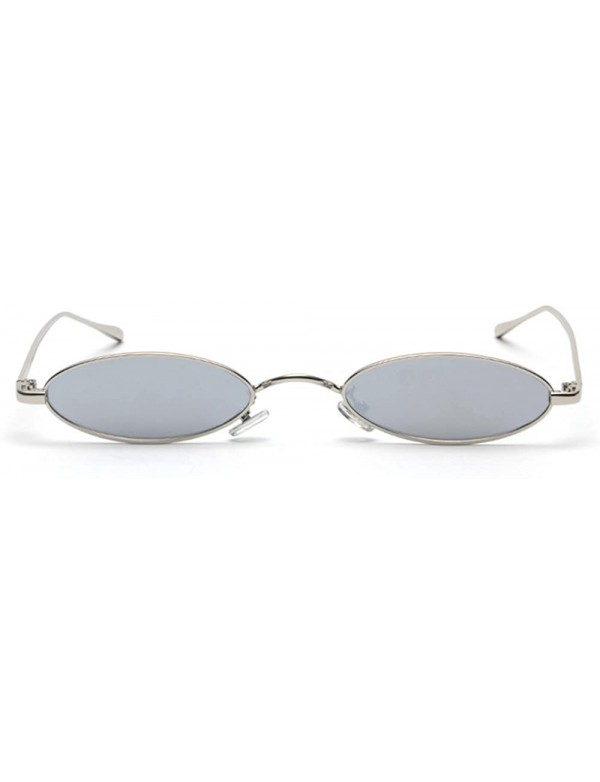 Round punk Small Oval Metal Frame Chic Clear Candy Color Lens Sunglasses - Silver-silver - CM189HG0599 $13.11