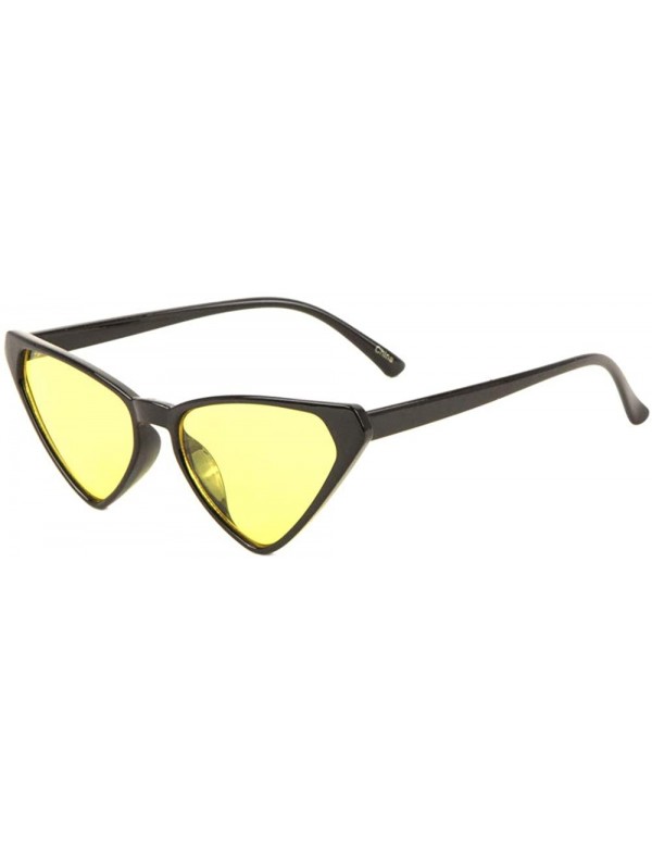 Cat Eye Retro Sharp Triangular Cat Eye Color Lens Sunglasses - Light Yellow - C019960UML3 $10.99