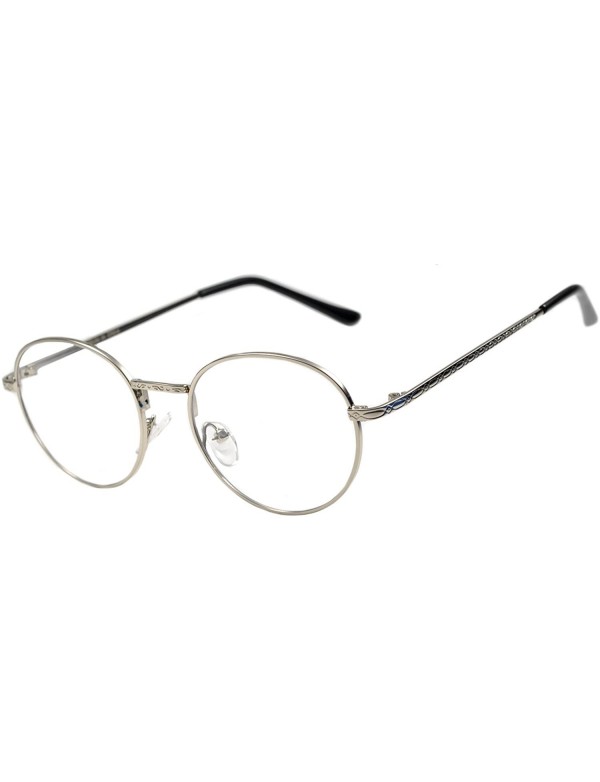 Oversized Round Circle Frame Clear Lens Glasses - 070_silver - CV188Z56SRM $12.04