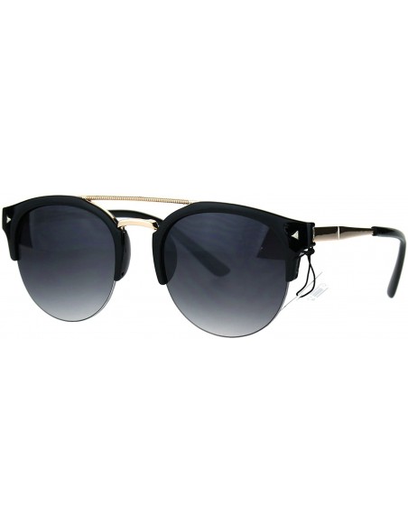 Semi-rimless Mens Retro Half Horn Rim Hipster Elegant Designer Nerdy Sunglasses - Black Smoke - C9182KRLCA9 $14.79