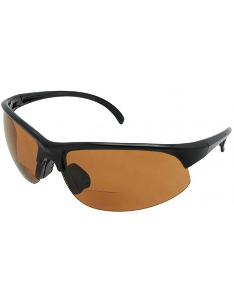 Rimless Half Rim Sport Bifocal Sunglasses B33 - Shiny Black Frame-amber Lenses - CB188TQXNTY $14.88