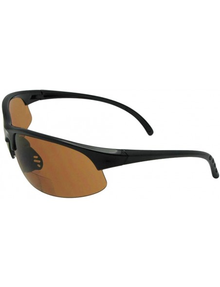 Rimless Half Rim Sport Bifocal Sunglasses B33 - Shiny Black Frame-amber Lenses - CB188TQXNTY $34.34