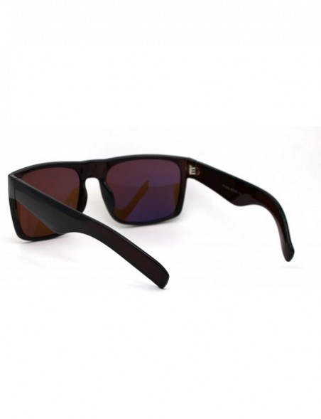 Rectangular No Glare Polarized Lens Flat Top Hipster Plastic Horn Rim Sunglasses All Brown - CQ195KHRXTR $11.32